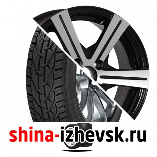 Колесо в сборе Tigar Winter 185/60 R15 T 88 + Tech Line 544 6xR15 5×114.3 ET38 DIA67.1 Глянцевый черный с полированной лицевой частью в Ижевске